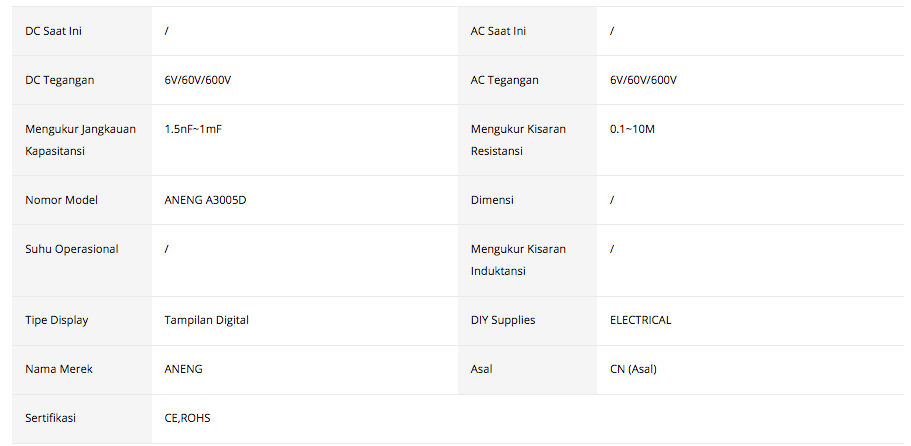 Aneng A3005D 6000 Counts Pen-type Digital Multimeter True RMS 5 Aneng A3005D 6000 Counts Pen-type Digital Multimeter True RMS Contoh Gamabr(1)