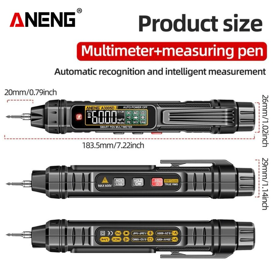 Aneng A3005D 6000 Counts Pen-type Digital Multimeter True RMS